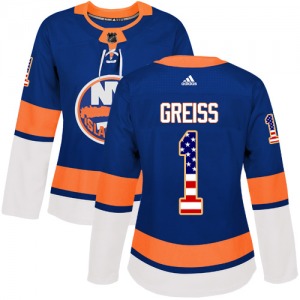 Authentic Adidas Women's Thomas Greiss Royal Blue USA Flag Fashion Jersey - NHL New York Islanders