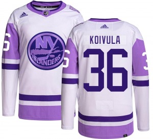 Authentic Adidas Adult Otto Koivula Hockey Fights Cancer Jersey - NHL New York Islanders