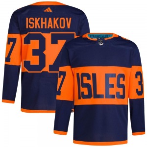 Authentic Adidas Adult Ruslan Iskhakov Navy 2024 Stadium Series Primegreen Jersey - NHL New York Islanders