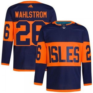 Authentic Adidas Adult Oliver Wahlstrom Navy 2024 Stadium Series Primegreen Jersey - NHL New York Islanders