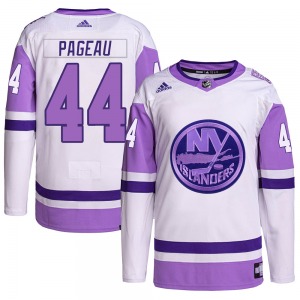 Authentic Adidas Youth Jean-Gabriel Pageau White/Purple Hockey Fights Cancer Primegreen Jersey - NHL New York Islanders