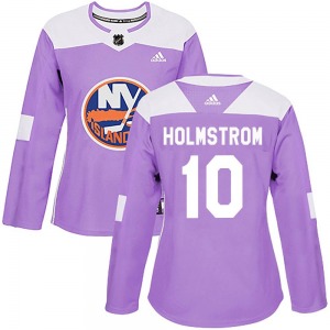 Authentic Adidas Women's Simon Holmstrom Purple Fights Cancer Practice Jersey - NHL New York Islanders